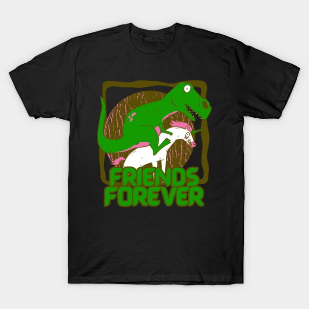 Friends Forever Gift Dinosaur Unicorn Funny Weird-pQjg5 T-Shirt by Xizin Gao